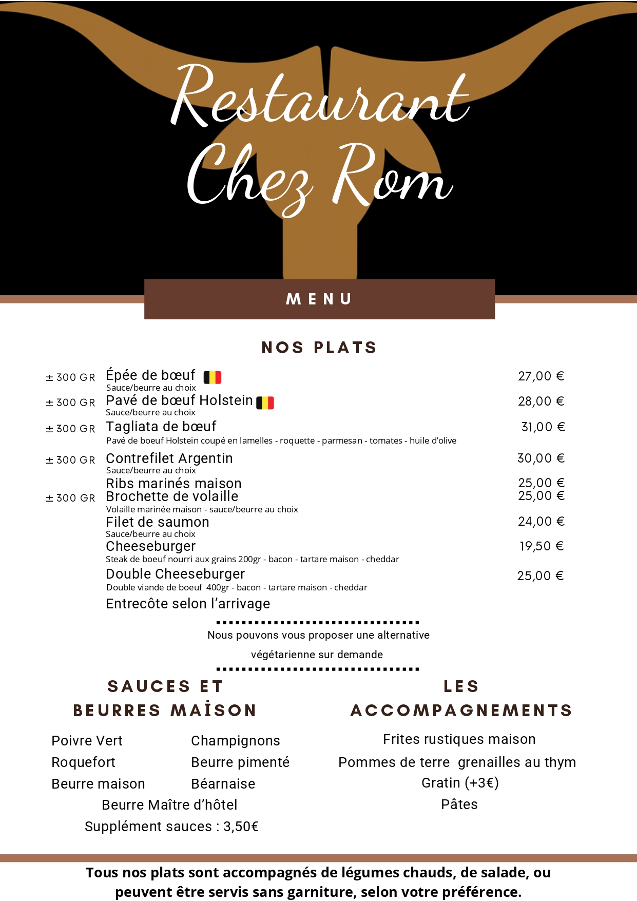 Menu plats